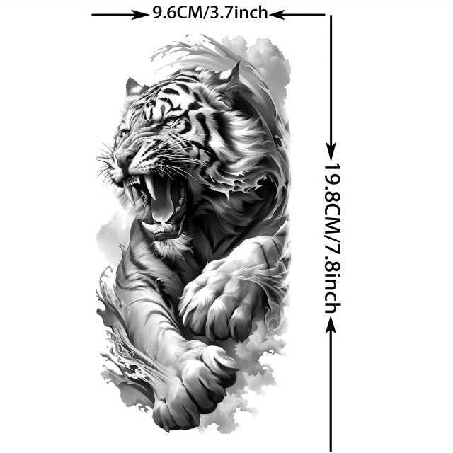 Moška začasna tattoo nalepka z divjim tigrom