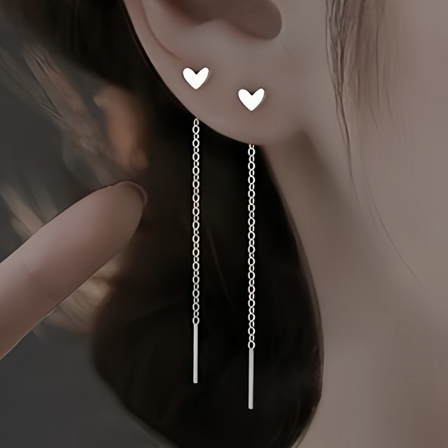 Elegantni uhani obliki srca z resico nerjaveče jeklo