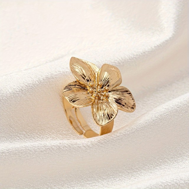 Ženski prilagodljiv prstan, preprost cvetni dizajn 2 barvi