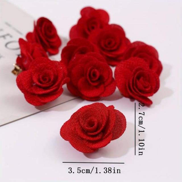 Komplet 8 rdečih lasnih sponk iz blaga 