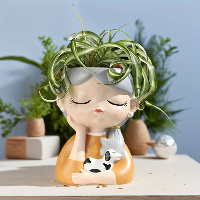 Cvetlični lonček DEKLICA S KUŽKOM