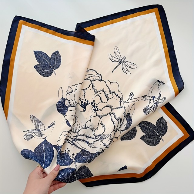 Elegantna ženska kvadratna ruta modro oranžne barve