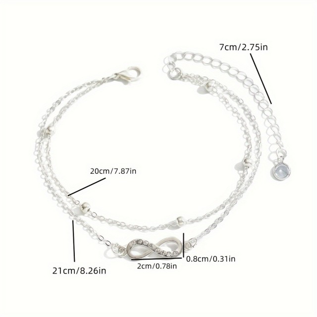 Zapestnica za nogo srebrne barve infinity obesek