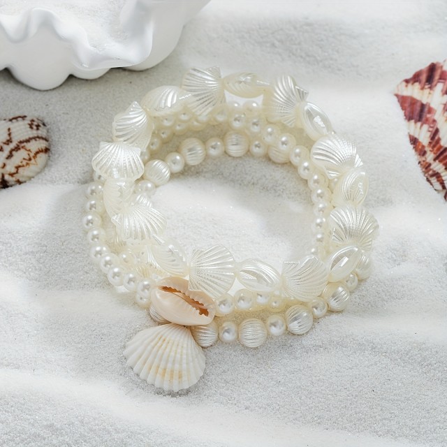 4-delni komplet zapestnic za nogo z obeski školjke in morske zvezde