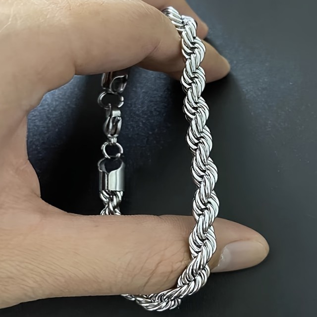 Moška zapestnica iz nerjavečega jekla prepletena