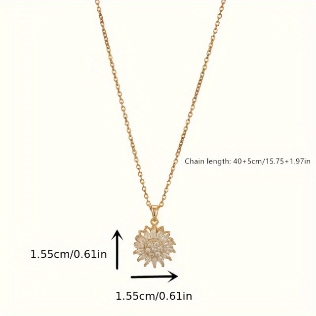 Nerjaveča ogrlica z obeskom sončnice 2 barvi