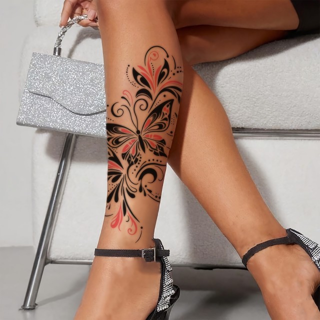 Vodoodporna tatu nalepka s 3D motivom metuljev