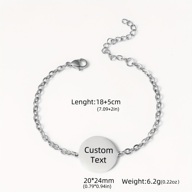Personalizana zapestnica z okroglim obeskom 316L nerjaveče jeklo 