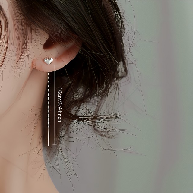 Elegantni uhani obliki srca z resico nerjaveče jeklo