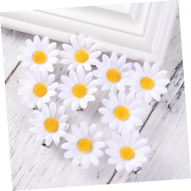 Komplet 10 prikupnih sponk za lase s cvetom marjetice