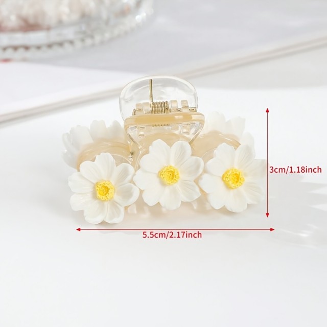 Čudovita plastična sponka za lase s cvetovi marjetic