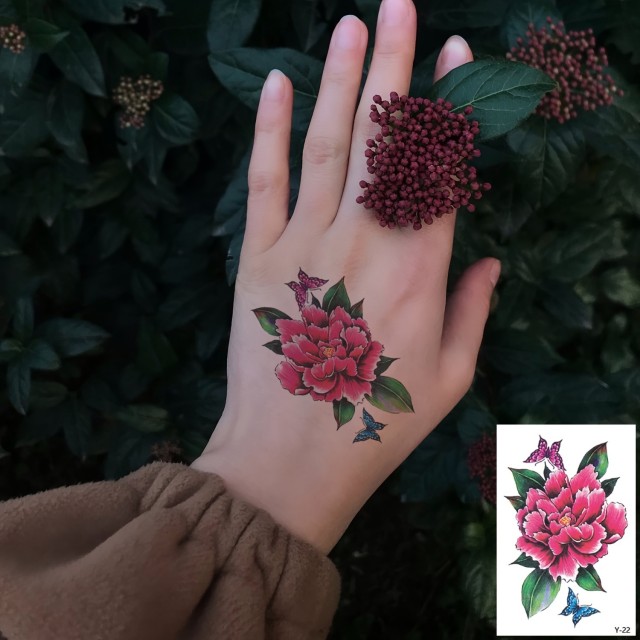 Komplet 72 3D barvitih metuljev in cvetličnih začasnih tetovažnih nalepk