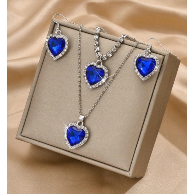 Čudovit 3 delni kristalni komplet z ogrlico uhani zapestnico 4 barve