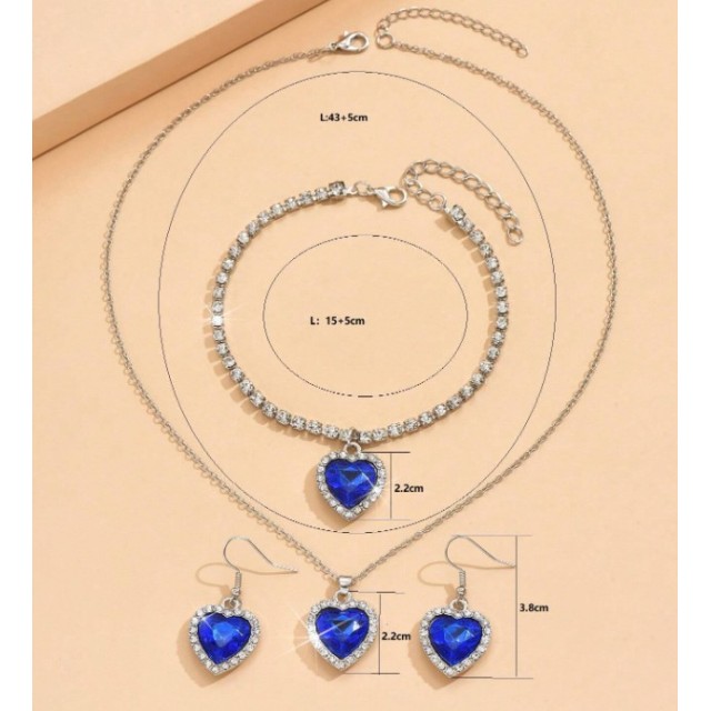 Čudovit 3 delni kristalni komplet z ogrlico uhani zapestnico 4 barve