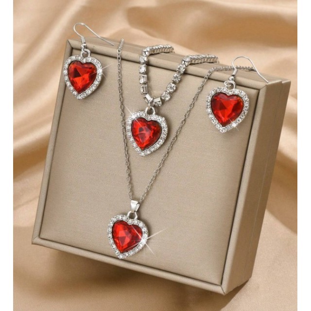 Čudovit 3 delni kristalni komplet z ogrlico uhani zapestnico 4 barve