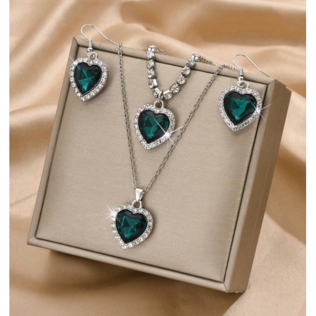 Čudovit 3 delni kristalni komplet z ogrlico uhani zapestnico 4 barve