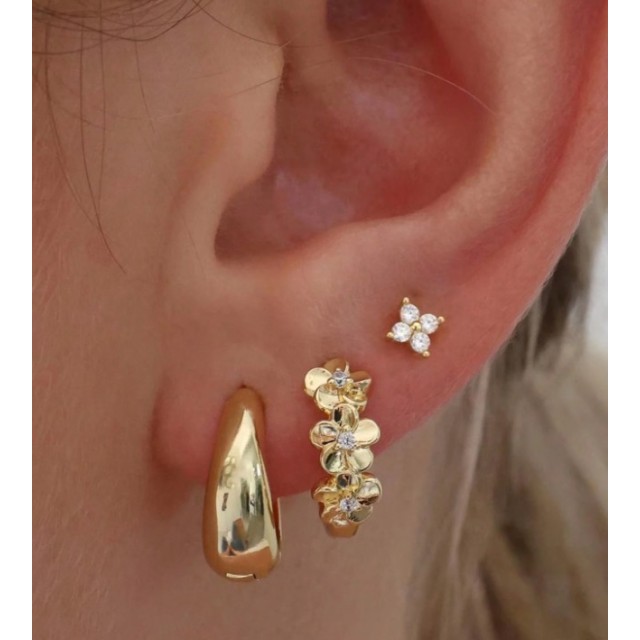 Komplet 3 uhanov v zlati barvi