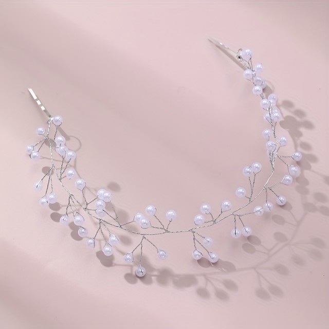 Eleganten romantičen poročni dodatek za lase s perlicami