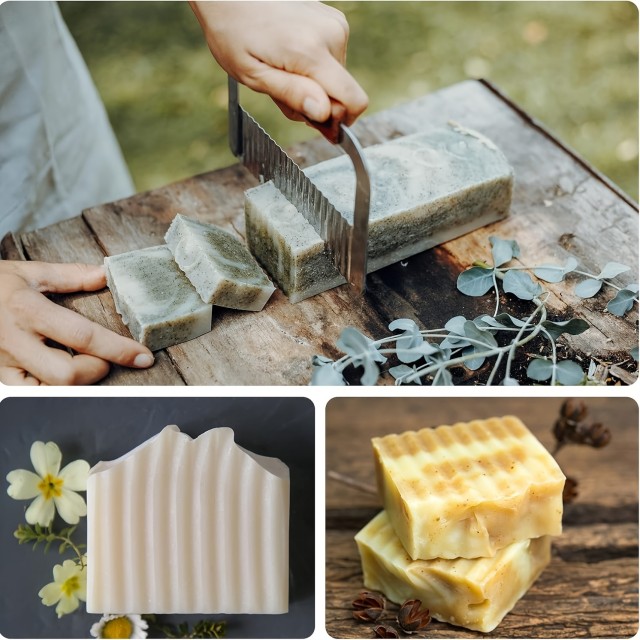 Leseni model s silikonskim vložkom za izdelavo mila in z orodjem za rezanje