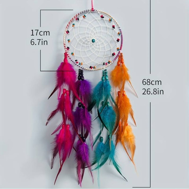 Čudovit pisan lovilec sanj s perjem