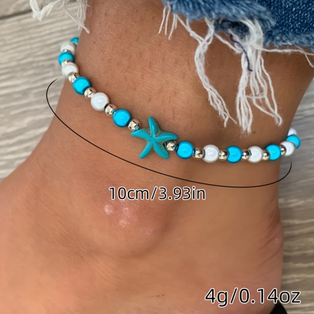 Modra zapestnica za nogo z morsko zvezdico