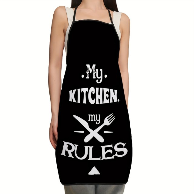 Stilski črni predpasnik z napisom 