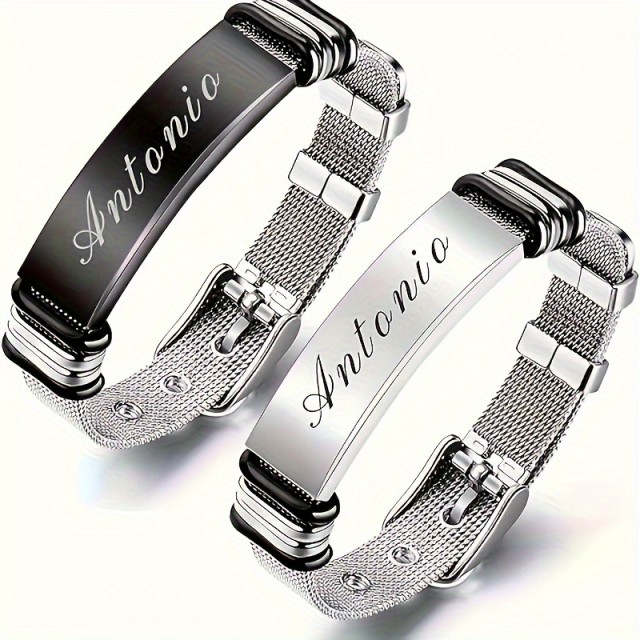 Personalizirana moška zapestnica v srebrni ali črni barvi