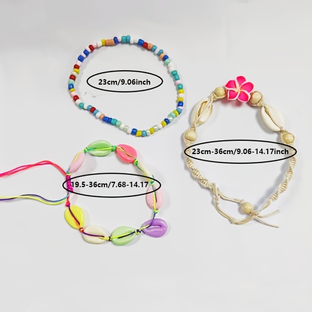 Dvodelni komplet zapestnic za nogo s pisanimi školjkami