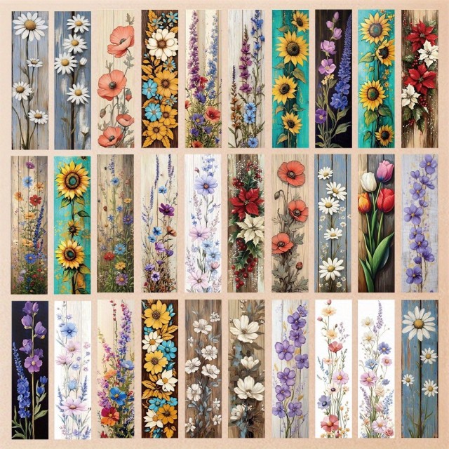 Komplet 32 rustikalnih cvetličnih knjižnih kazal 