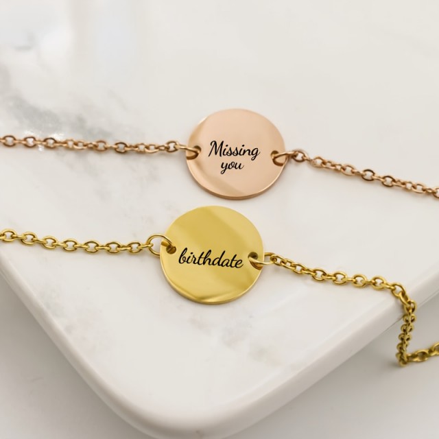 Personalizana zapestnica z okroglim obeskom 316L nerjaveče jeklo 