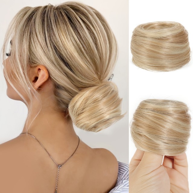 Elastika za lase sintetični las za bogatejšo figo svetlo blont s prameni