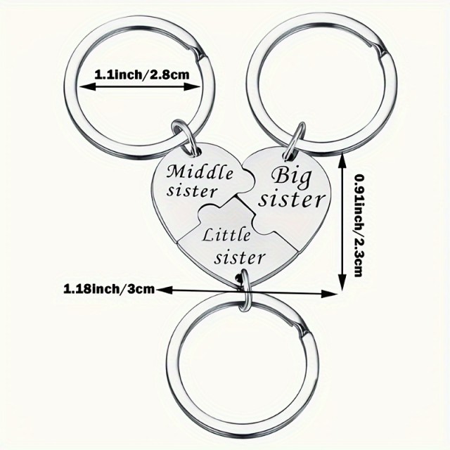 Big Sis Mid Sis Lil Sis komplet 3 obeskov za ključe