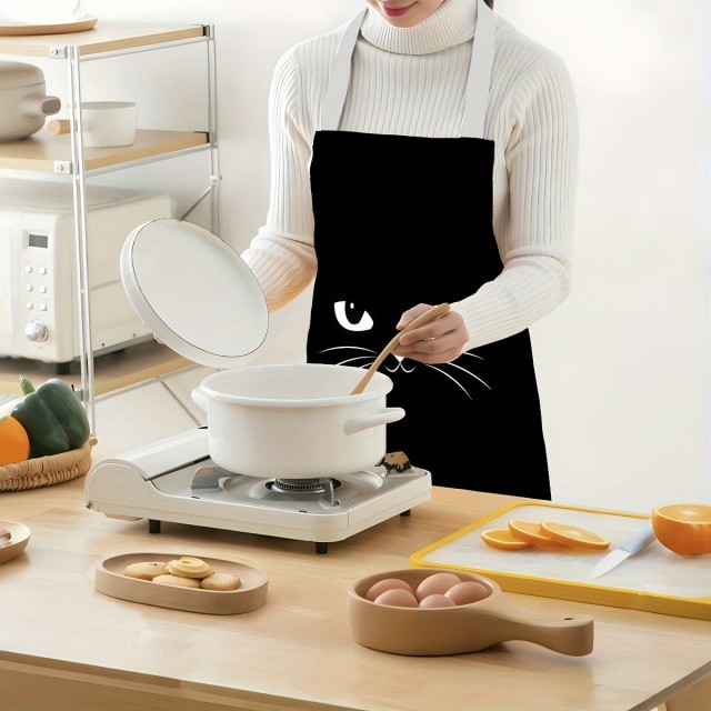 Simpatičen kuhinjski predpasnik z risanim mačjim obrazom