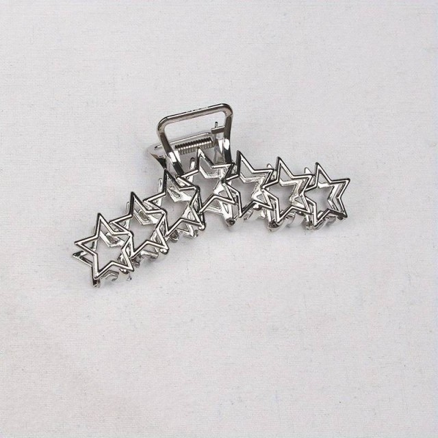 Kovinska sponka za lase v srebrni barvi, zvezdice