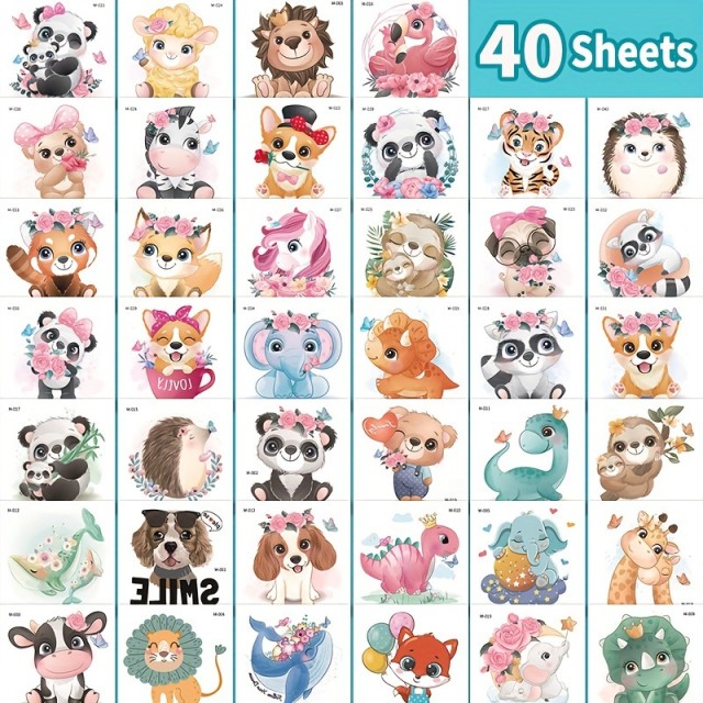 Komplet 40 tatu nalepk z živalskimi motivi