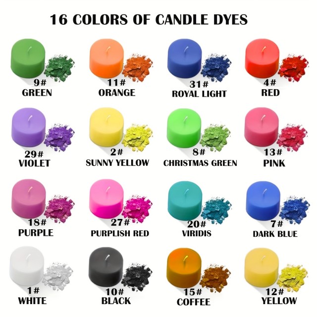 Premium set barv za sveče s 16 živahnimi barvami 5g 