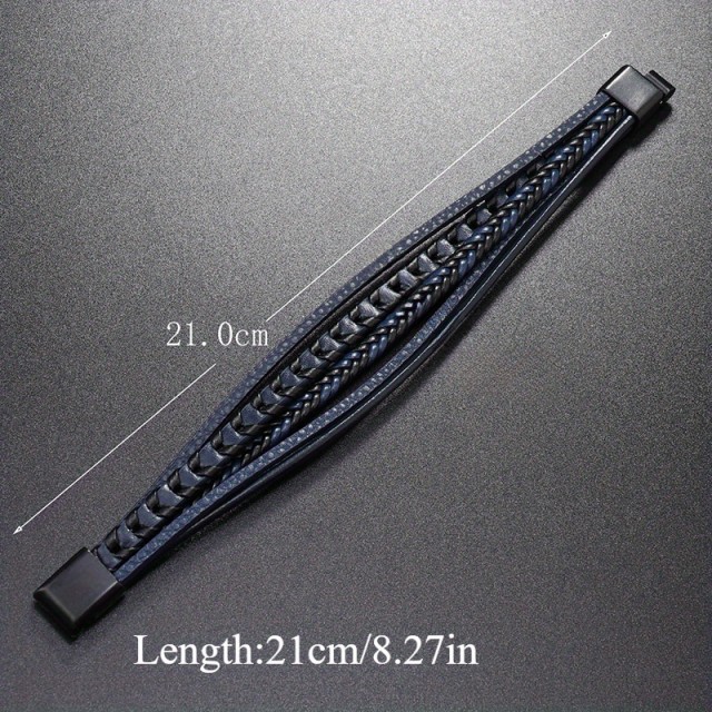 Moška elegantna večplastna pletena zapestnica