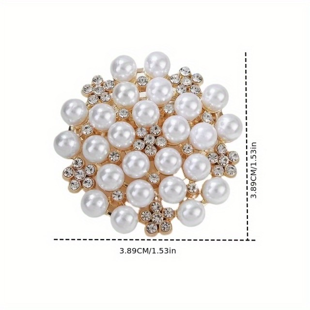 Elegantna okrogla broška s perlicami