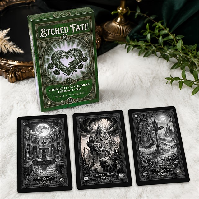 Lenormand karte Usoda polnočne katedrale – komplet 38 kart z vodičem