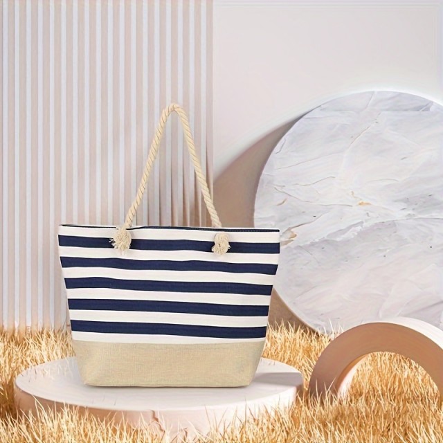 Velika črtasta torbica za plažo mornarski stil 1791