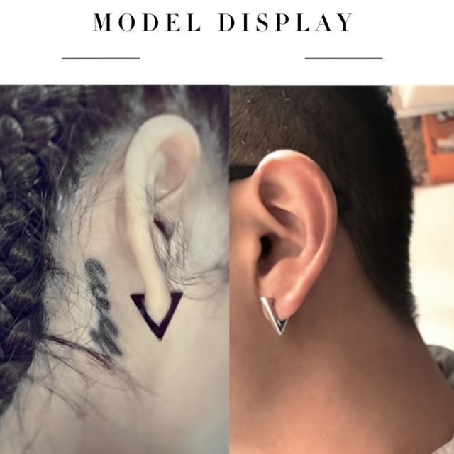 Jekleni moški uhani v obliki trikotnika 