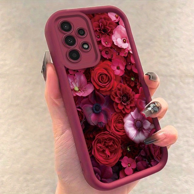 Rdeč cvetlični ovitek za telefon Samsung Galaxy A35