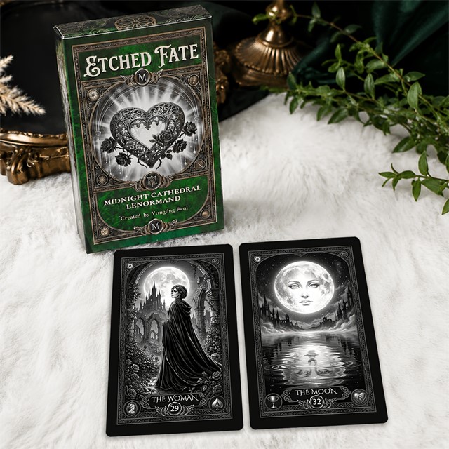 Lenormand karte Usoda polnočne katedrale – komplet 38 kart z vodičem