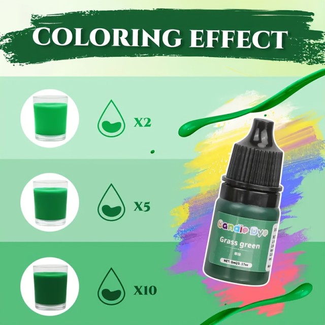 Komplet 15 stekleničk s tekočimi barvami za sveče 5ml