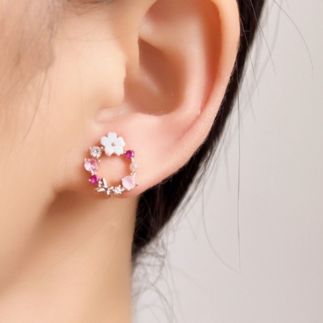 Roza vtični uhani s cirkoni