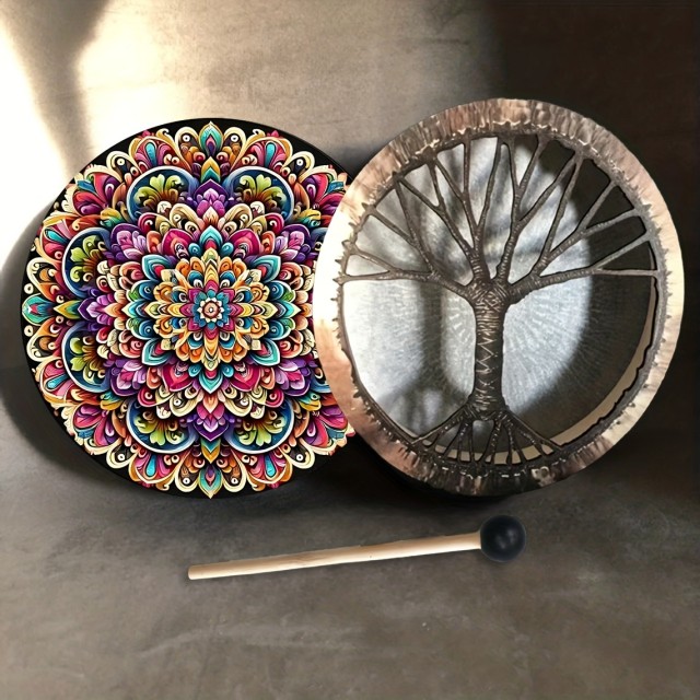 Šamanski boben mandala boben s palicami - glasbilo za meditacijo