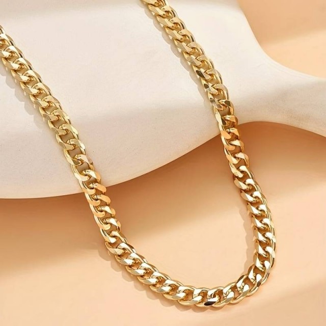 Ženska debela ogrlica z verižico zlate barve