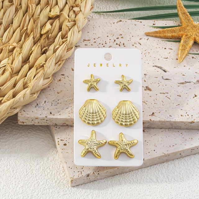 Komplet 3 parov poletnih vtičnih uhančkov, 2 barvi 