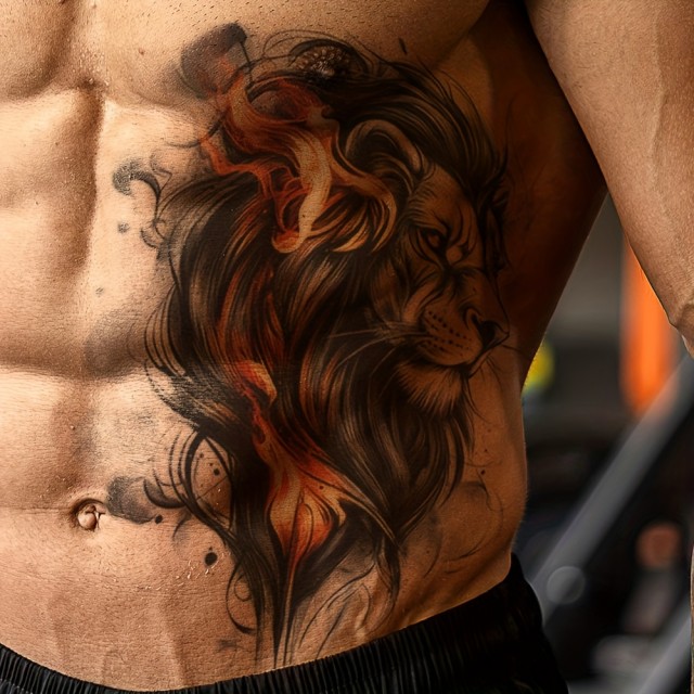 Vodoodporna začasna tetovaža z ognjeno levinjo