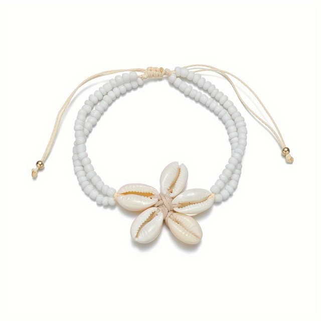 Čudovita zapestnica za nogo s školjkastim cvetom